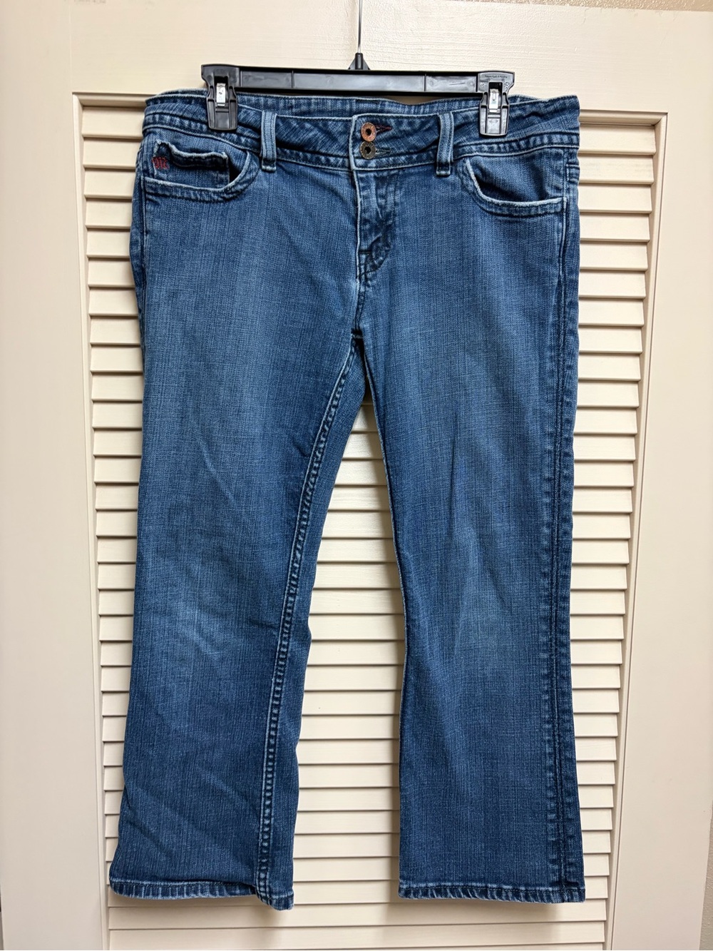 Miss Me Lucy Jeans Womens 31 Crop Capri Flap Pocket Stretch Y2K Western Blue